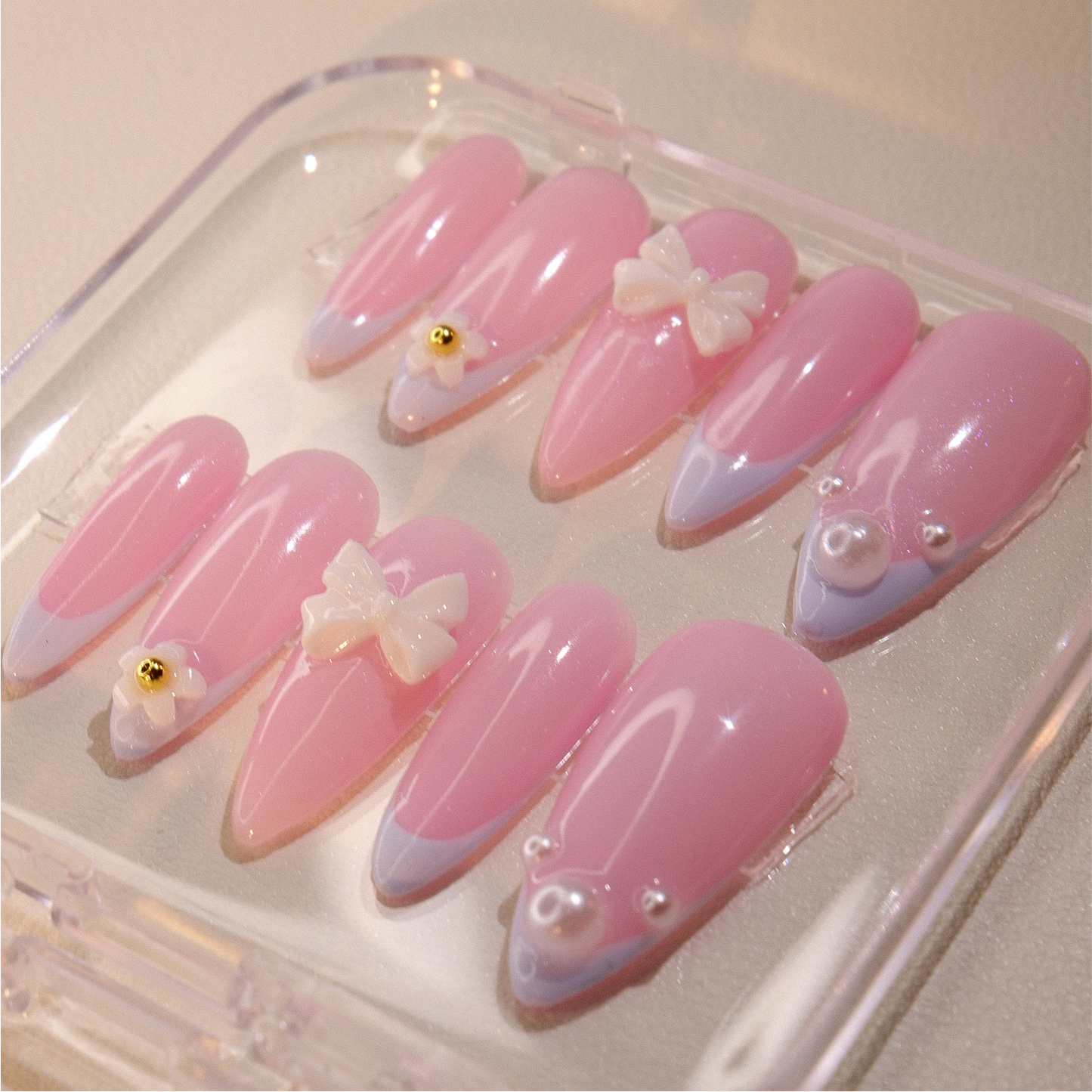 French Tip in Blue- Press ons nails