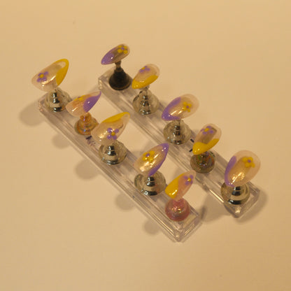 Purple and Yellow daisy nails