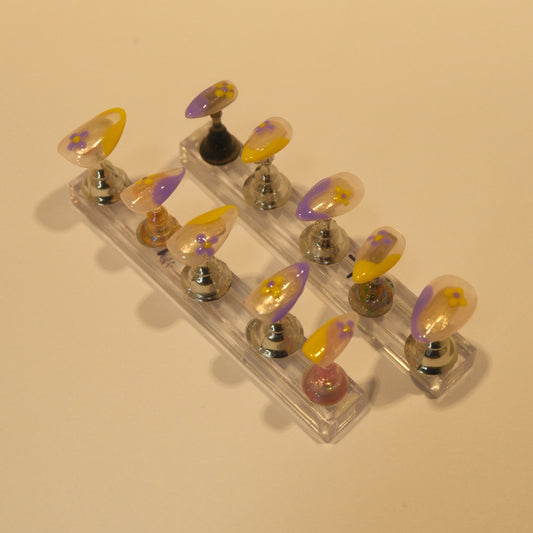 Purple and Yellow daisy nails