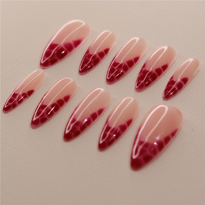 Cherry Crocodile Print- Press ons nails
