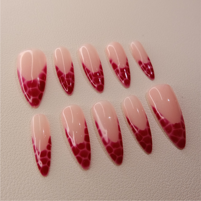 Cherry Crocodile Print- Press ons nails