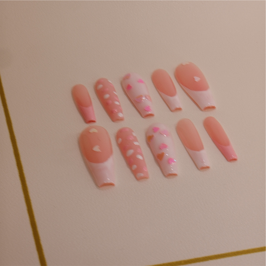 Long Coffin Hearts - Press ons nails