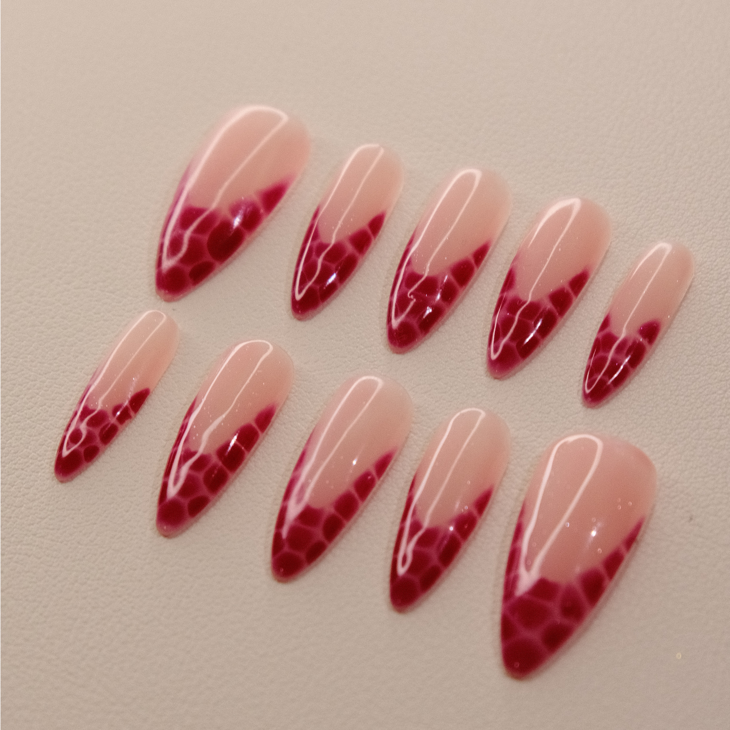Cherry Crocodile Print- Press ons nails
