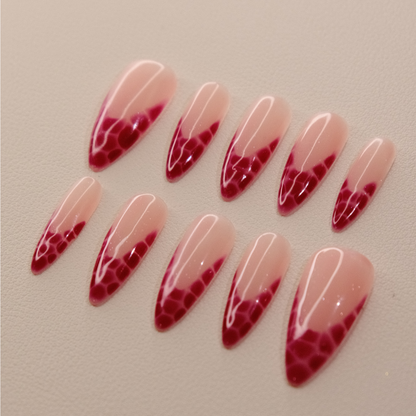 Cherry Crocodile Print- Press ons nails