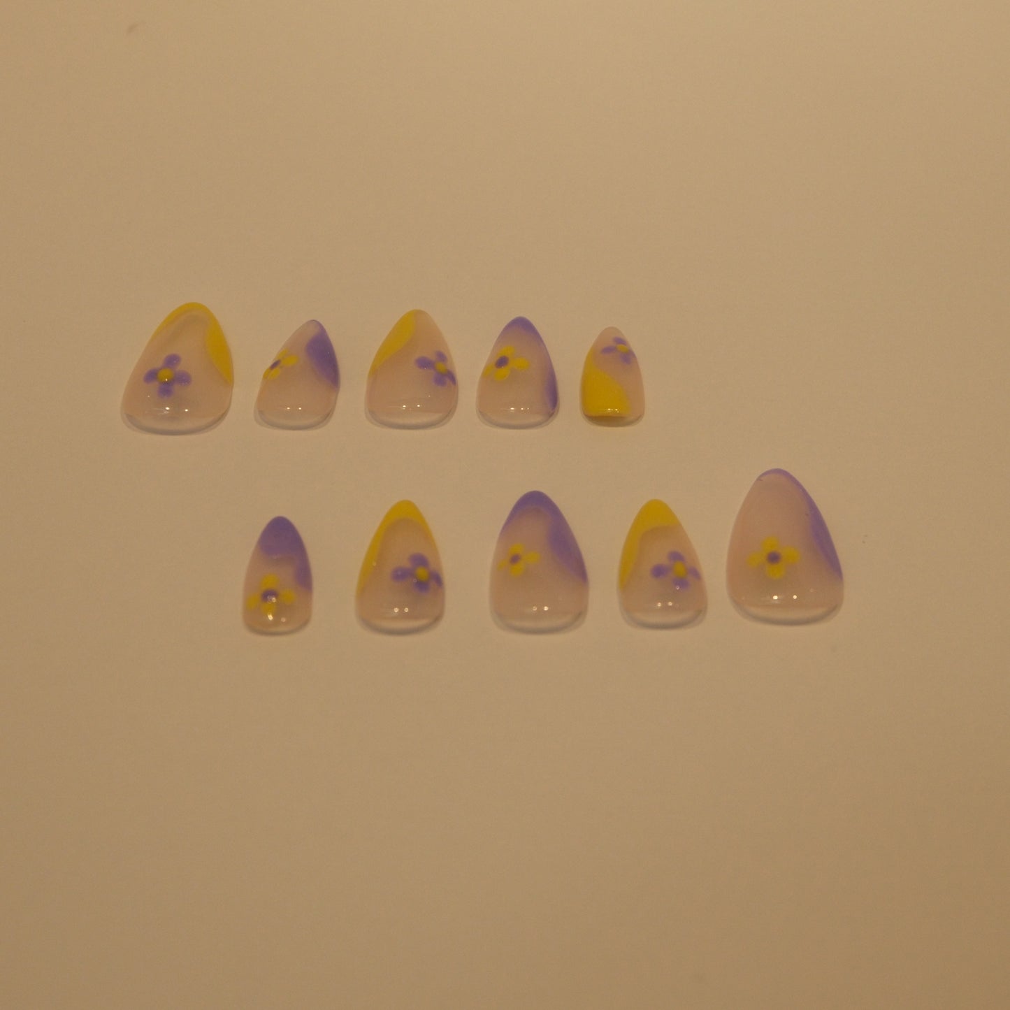 Purple and Yellow daisy nails