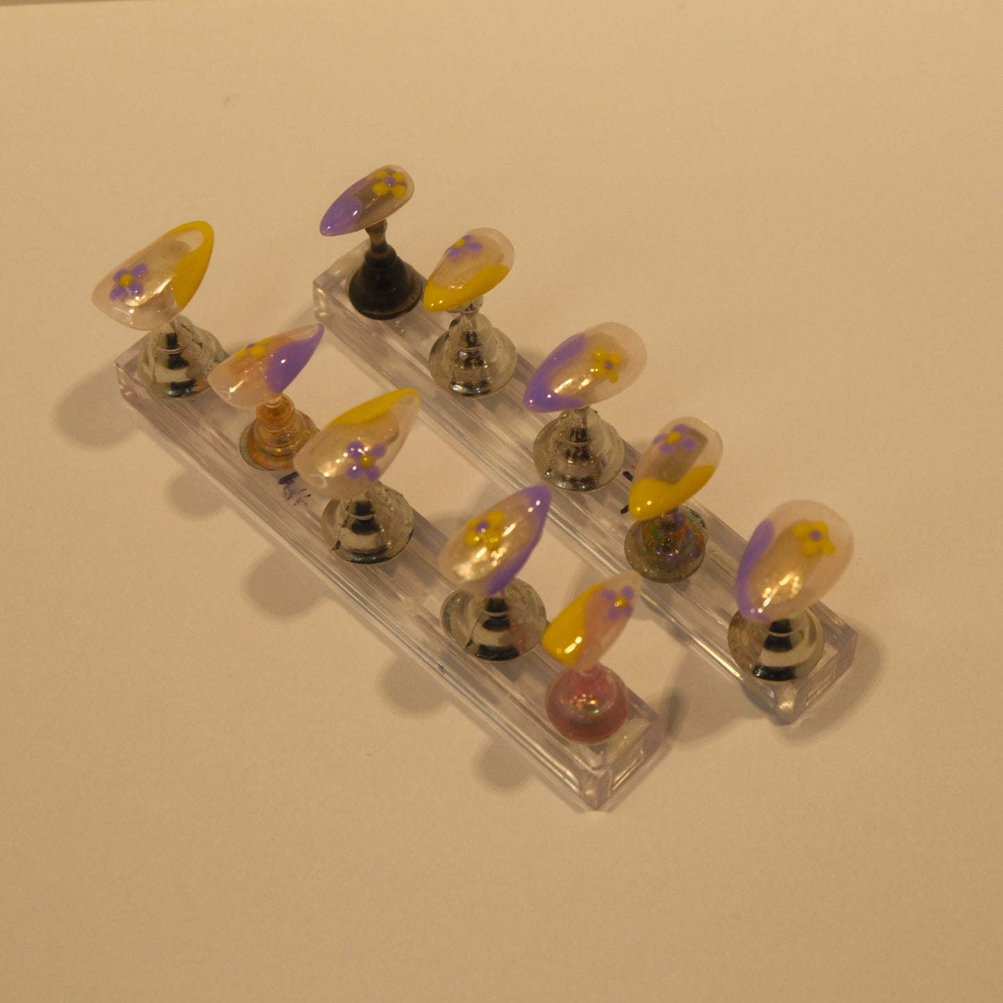 Purple and Yellow daisy nails